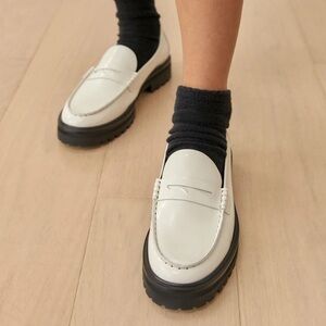 Reformation Aegatha Black Sole Chunky Loafers sz 6